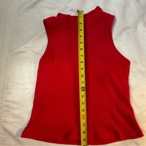 SHEIN Red Sleeveless Ribbed Mock Turtleneck Tank  L Corporate Siren Cherry Girl - Picture 5 of 6